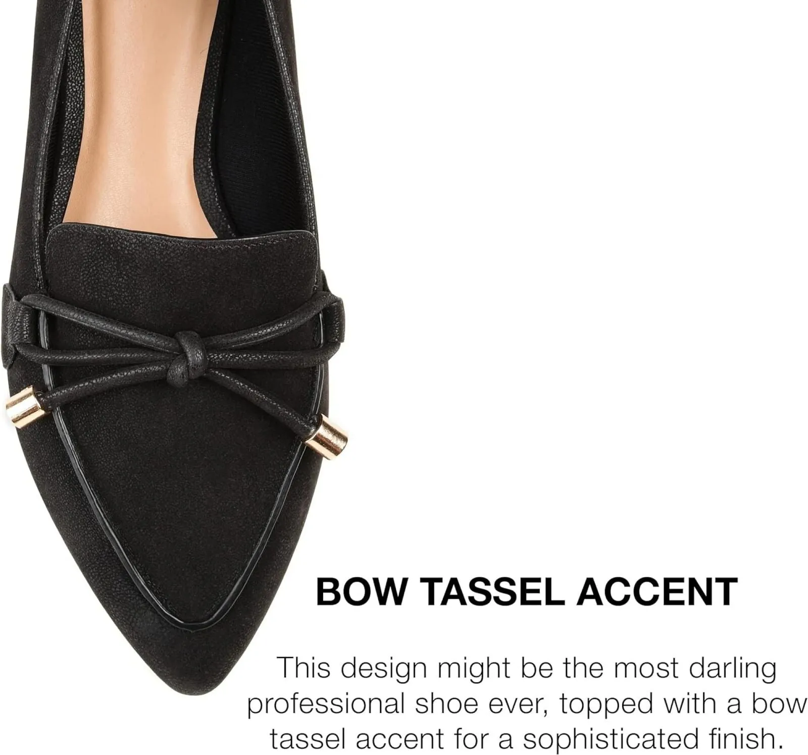 Journee Collection Womens Muriel Slip On Pointed Toe Loafer Flats Black 6.5M