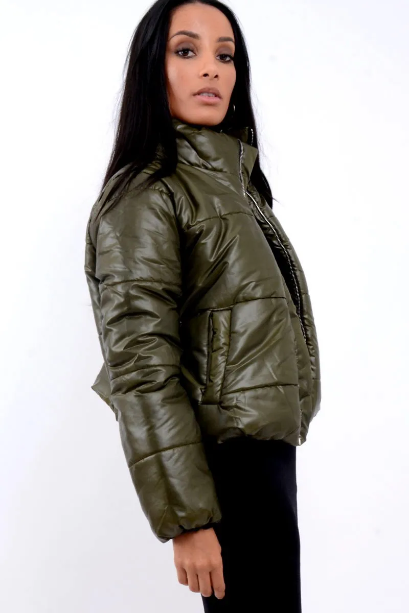 Khaki Puffer Coat - Alyssa
