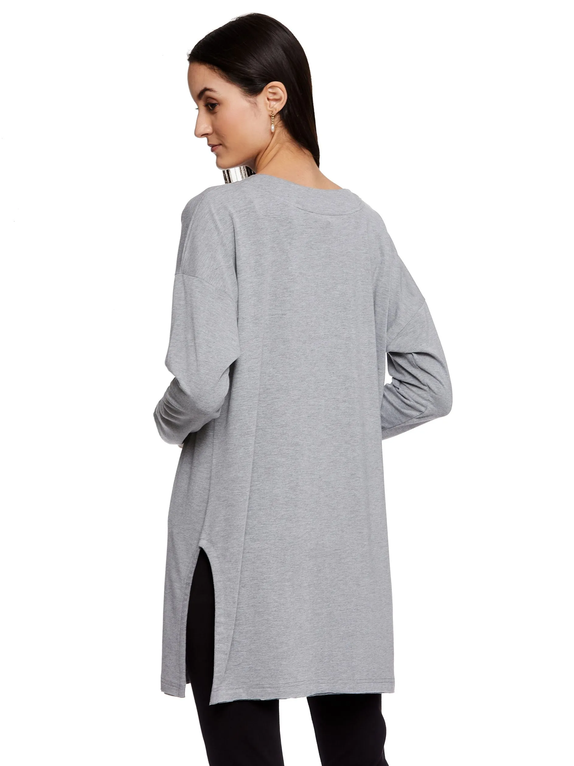KHLOE LON LINE CARDI (HEATHER GREY)