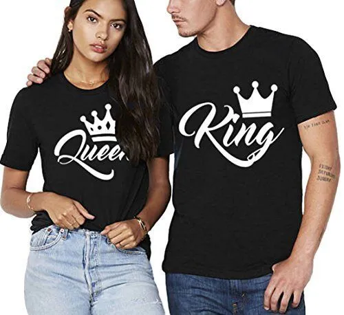 KING & QUEEN - Lovers Couples T-Shirts - [2 colors Black/White]
