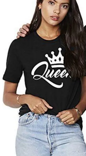 KING & QUEEN - Lovers Couples T-Shirts - [2 colors Black/White]
