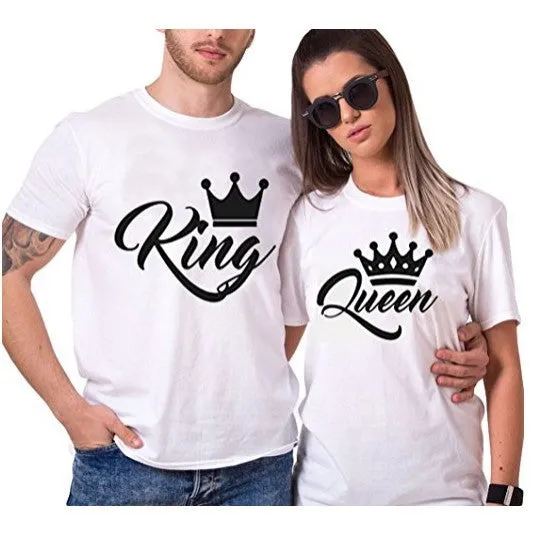 KING & QUEEN - Lovers Couples T-Shirts - [2 colors Black/White]