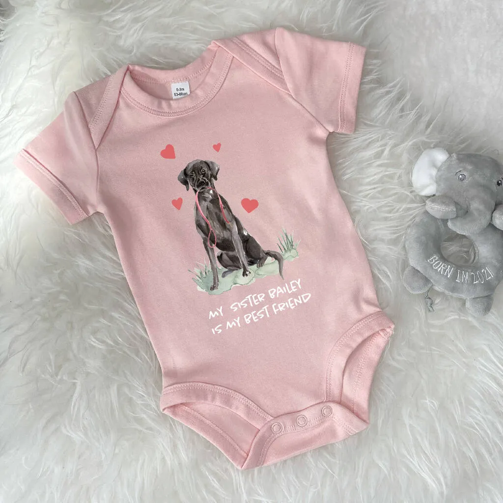 Labrador Dog Sibling Personalised Babygrow