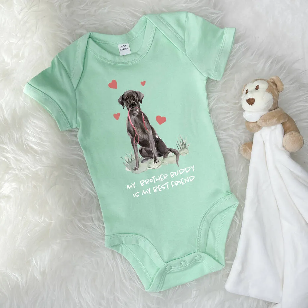 Labrador Dog Sibling Personalised Babygrow