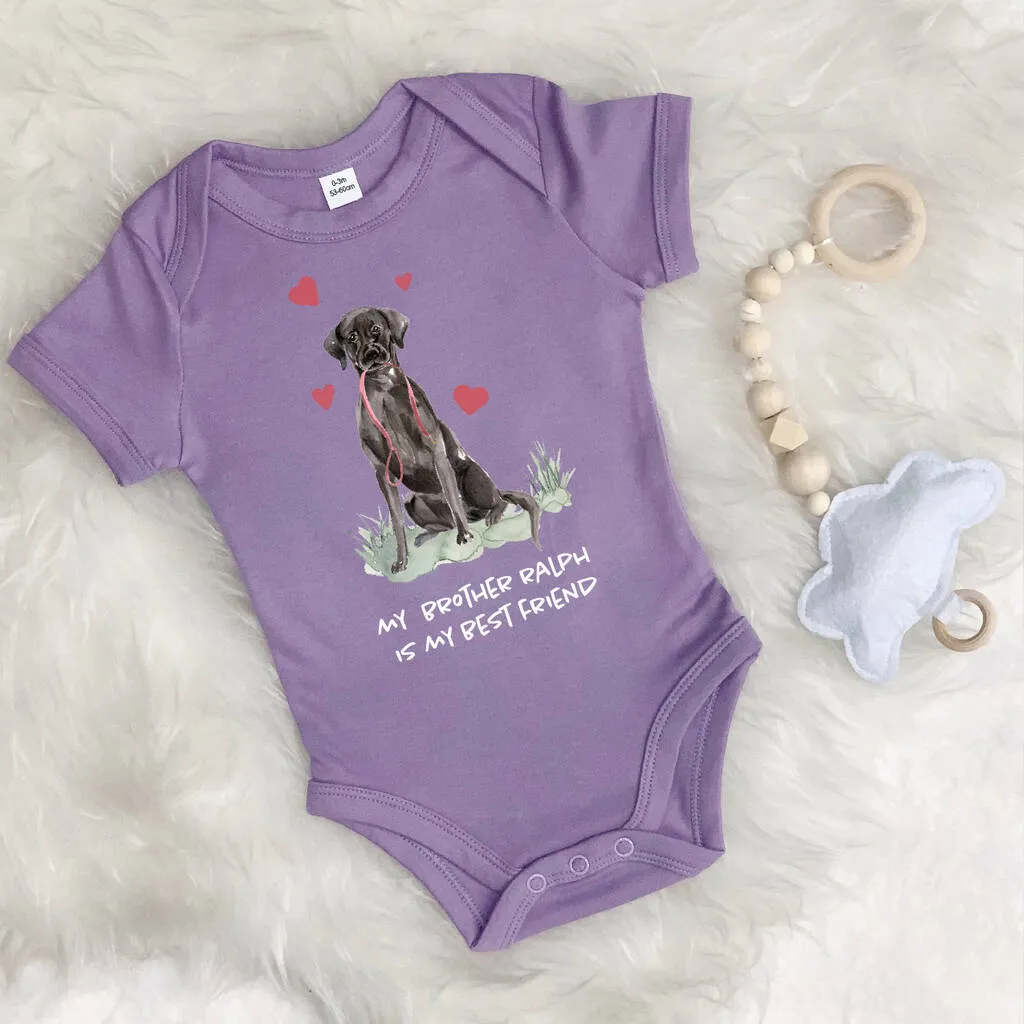 Labrador Dog Sibling Personalised Babygrow