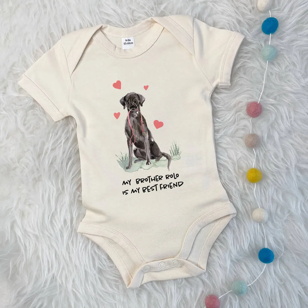 Labrador Dog Sibling Personalised Babygrow