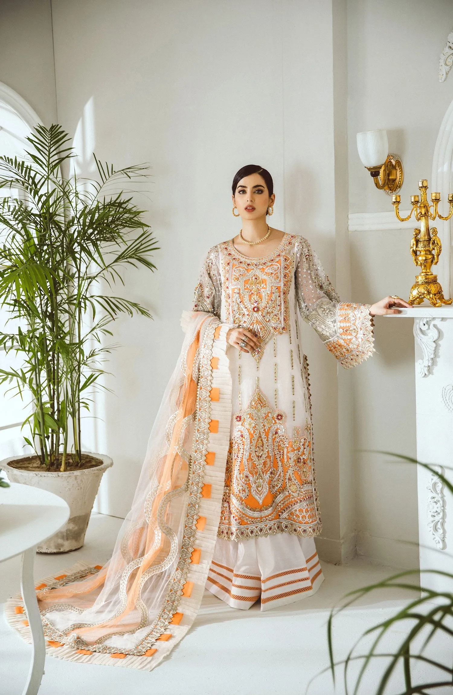 Latest Women Shalwar Kameez in White Color 2021 #PF175