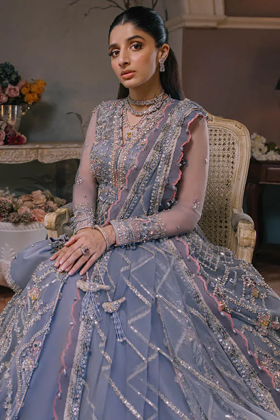 Lavender Heavily Embellished Pakistani Wedding Dress in Pishwas Style