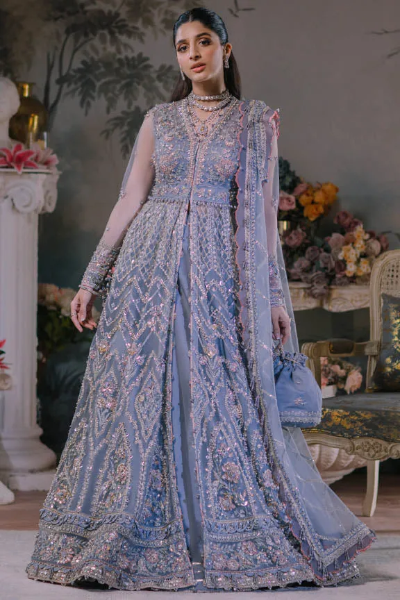 Lavender Heavily Embellished Pakistani Wedding Dress in Pishwas Style