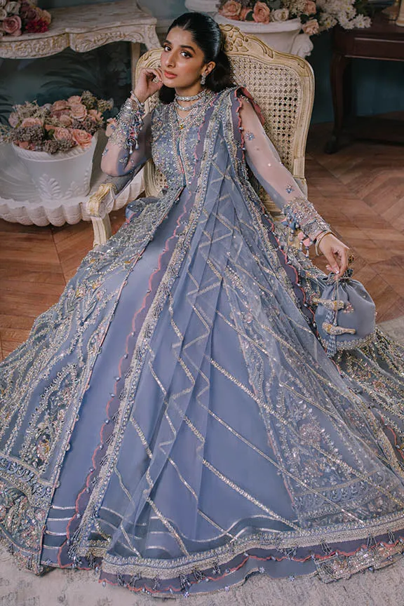 Lavender Heavily Embellished Pakistani Wedding Dress in Pishwas Style