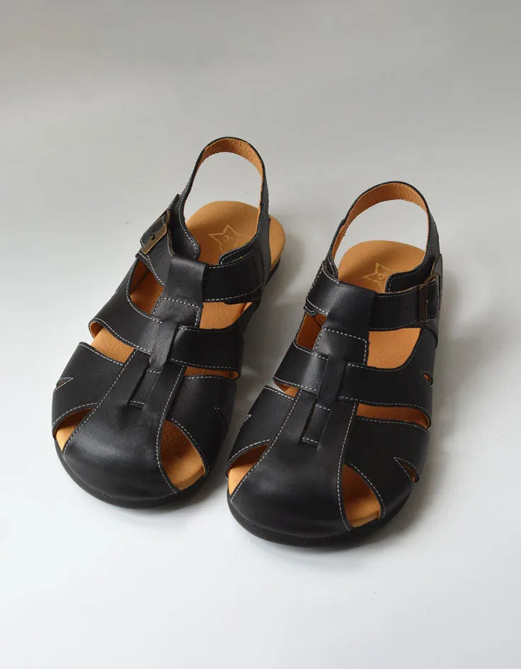 Leather Woven Wide Toe Box Fisherman Sandals Slingback 35-41