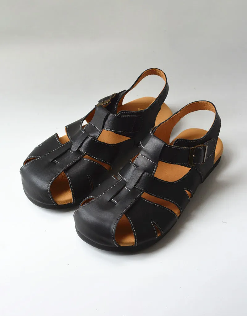 Leather Woven Wide Toe Box Fisherman Sandals Slingback 35-41