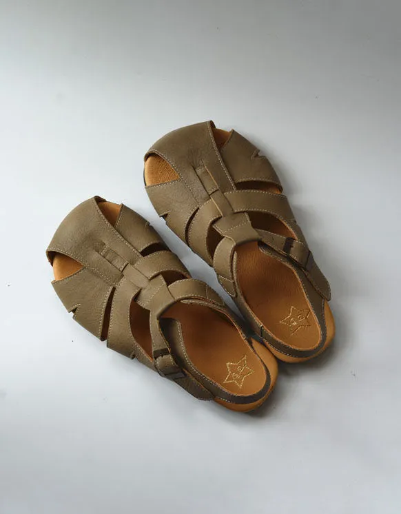 Leather Woven Wide Toe Box Fisherman Sandals Slingback 35-41