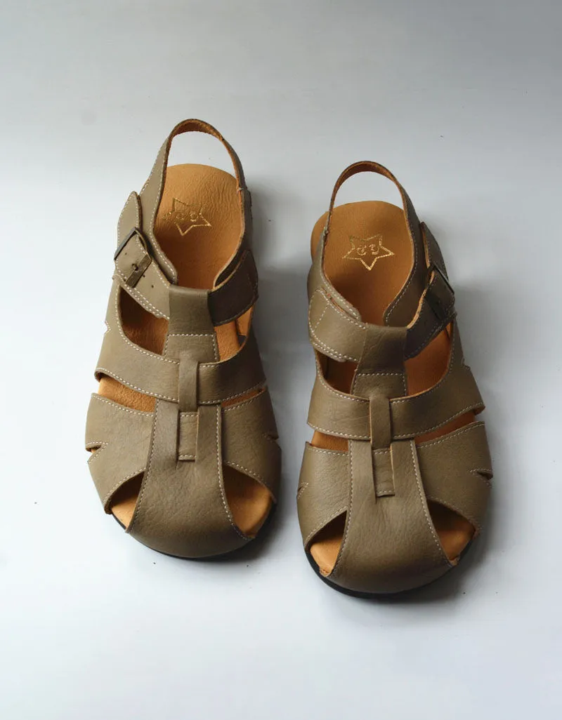 Leather Woven Wide Toe Box Fisherman Sandals Slingback 35-41