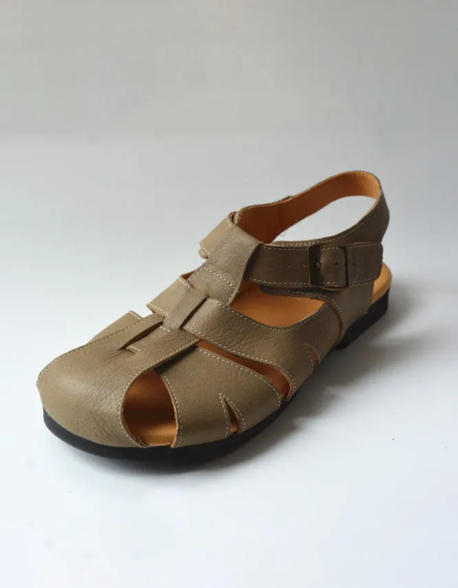 Leather Woven Wide Toe Box Fisherman Sandals Slingback 35-41