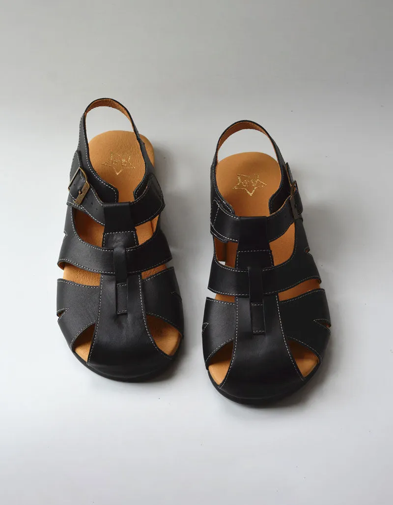 Leather Woven Wide Toe Box Fisherman Sandals Slingback 35-41
