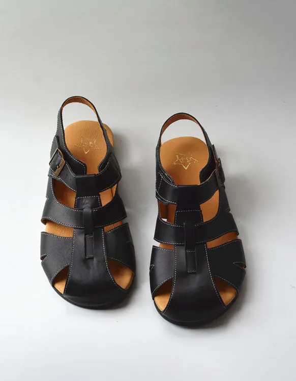 Leather Woven Wide Toe Box Fisherman Sandals Slingback 35-41