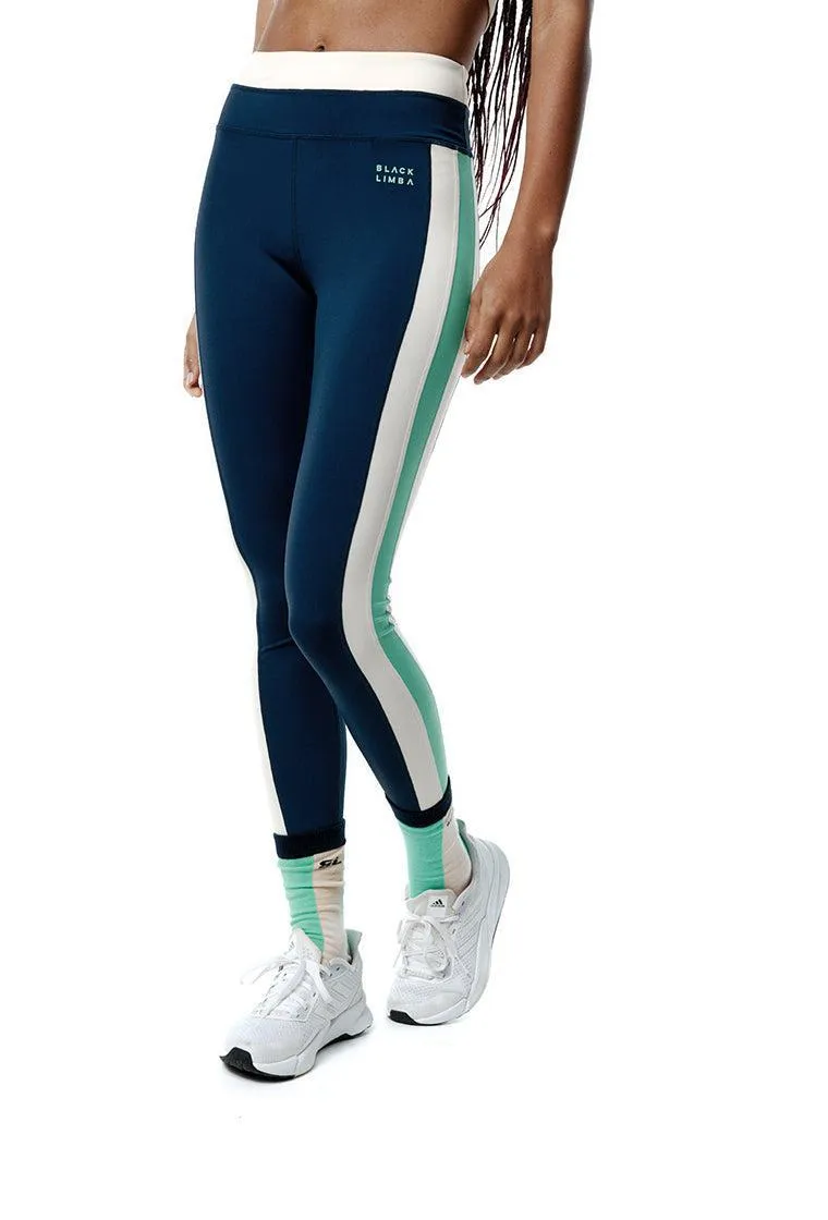 Legging deportivo SynergyFit - Tricolor Cream, Ocean blue & Sage