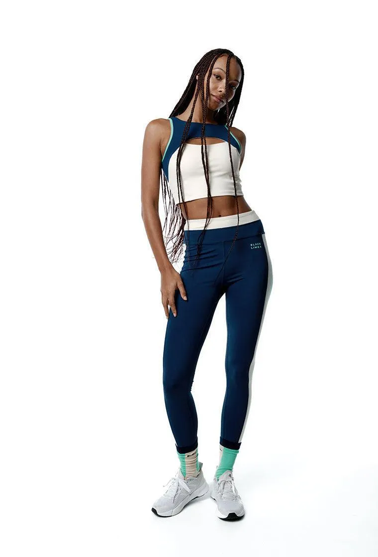 Legging deportivo SynergyFit - Tricolor Cream, Ocean blue & Sage