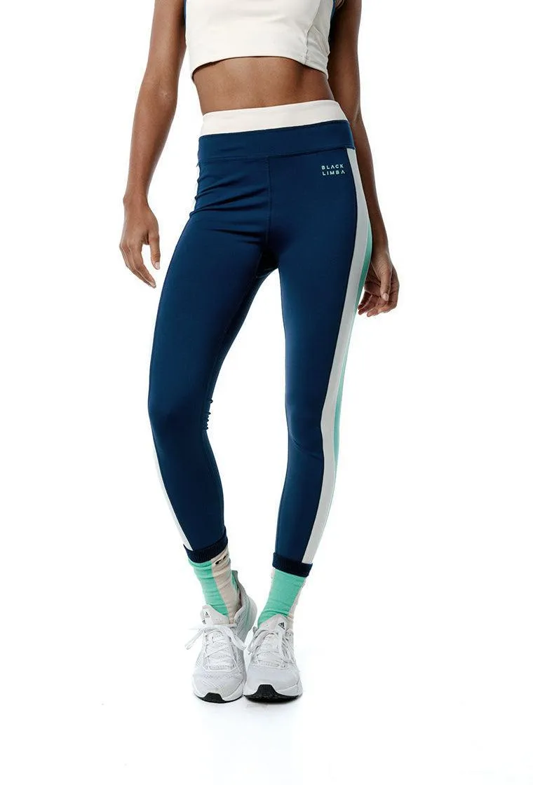 Legging deportivo SynergyFit - Tricolor Cream, Ocean blue & Sage