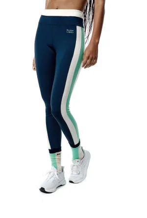 Legging deportivo SynergyFit - Tricolor Cream, Ocean blue & Sage