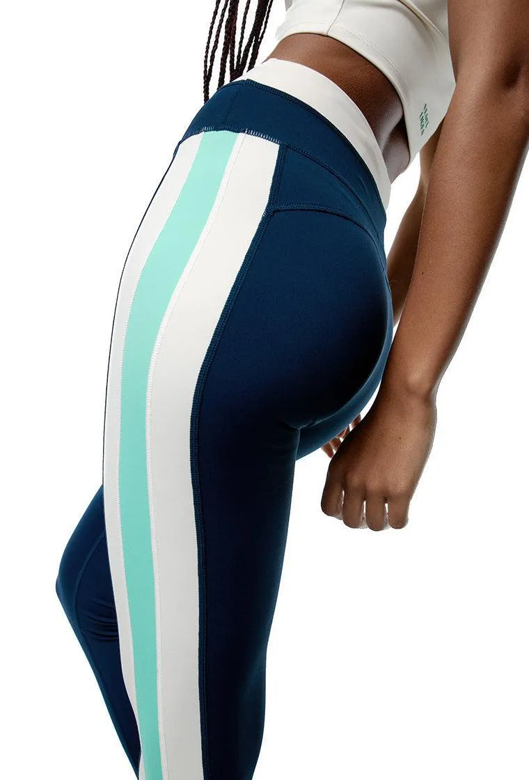 Legging deportivo SynergyFit - Tricolor Cream, Ocean blue & Sage