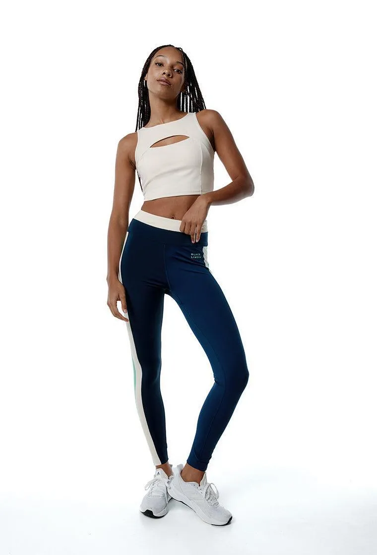 Legging deportivo SynergyFit - Tricolor Cream, Ocean blue & Sage
