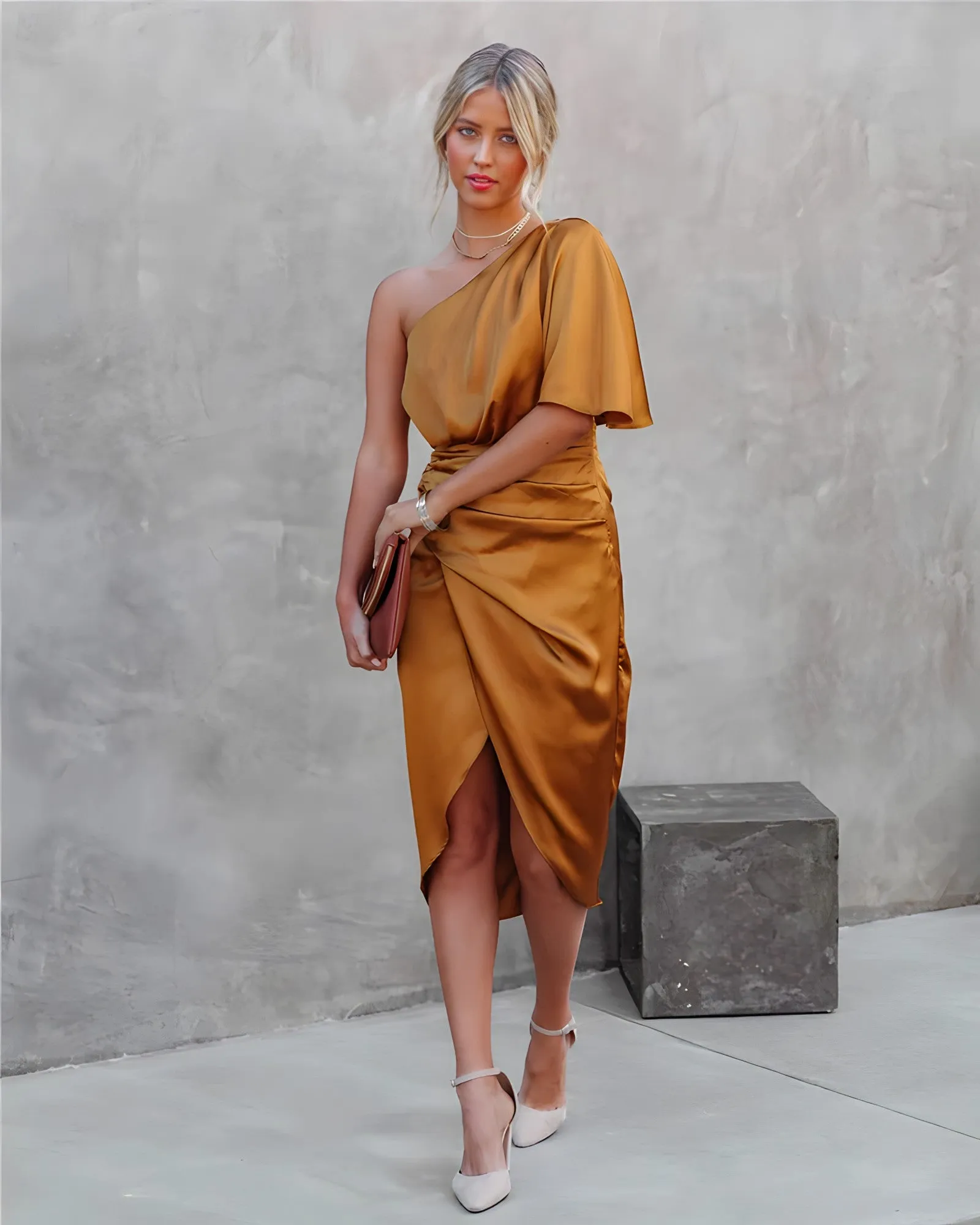 Lelia - Stylish One Sleeve Woman's Party Dress