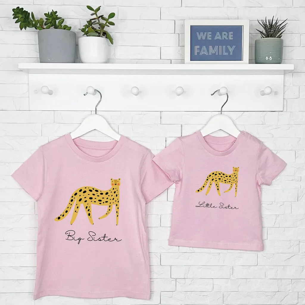 Leopard Brother Sister Matching T Shirt Set