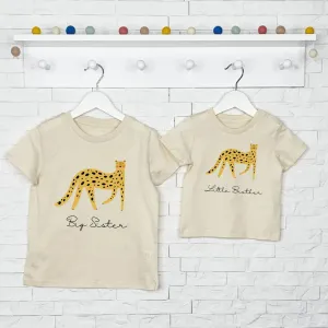 Leopard Brother Sister Matching T Shirt Set