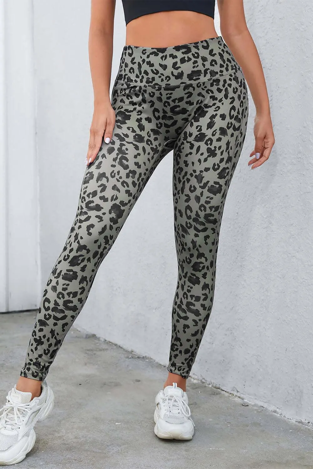 Leopard Print Wide Waistband Leggings – Figure-Flattering