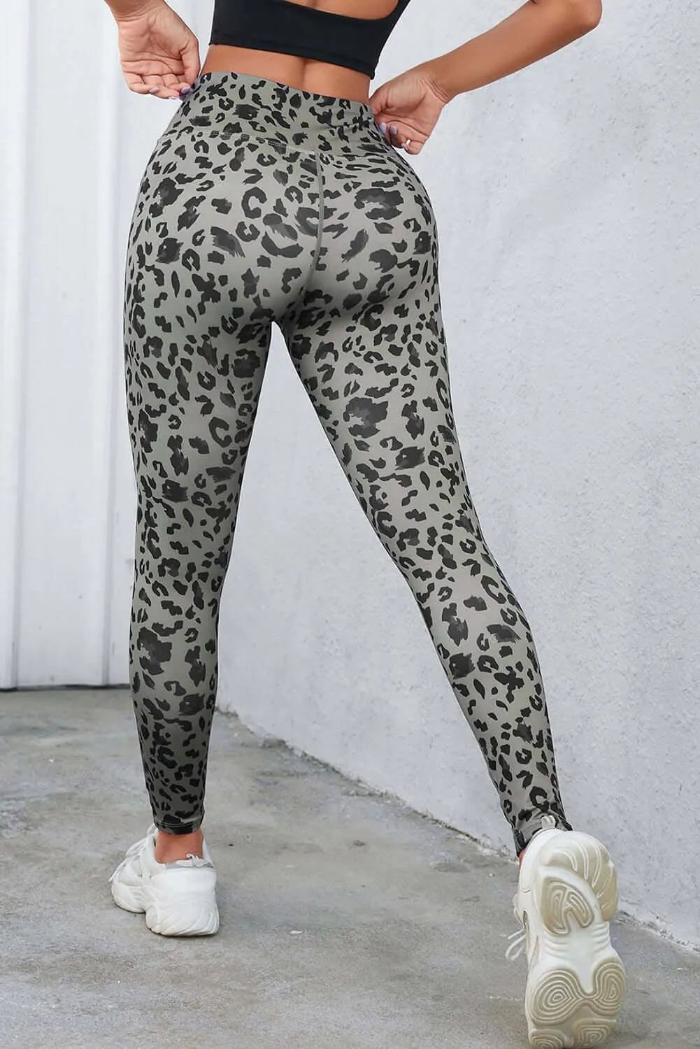 Leopard Print Wide Waistband Leggings – Figure-Flattering