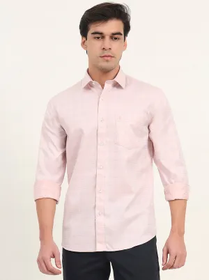 Light Orange Checked Slim Fit Semi Casual Shirt | Greenfibre