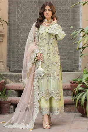 Light Yellow Hand Embellished Kameez and Trousers Pakistani Party Dress