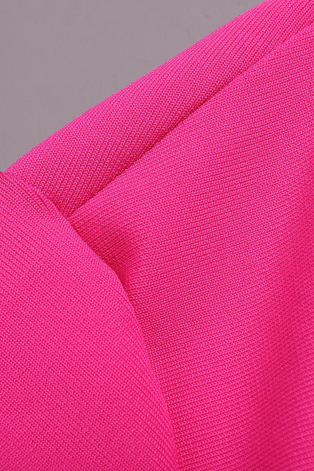 Long Sleeve Hollow Out Mini Bandage Dress In Pink