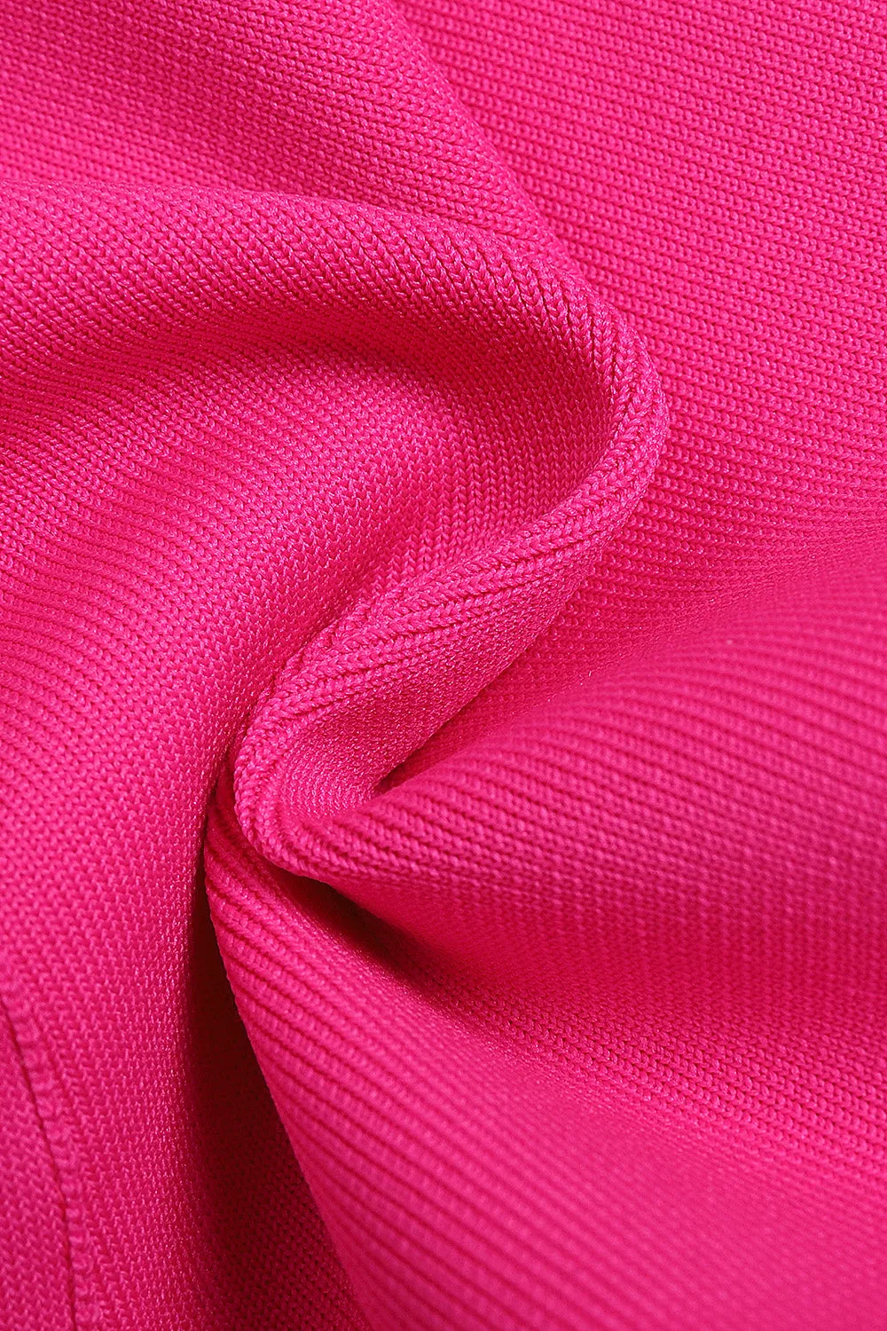Long Sleeve Hollow Out Mini Bandage Dress In Pink