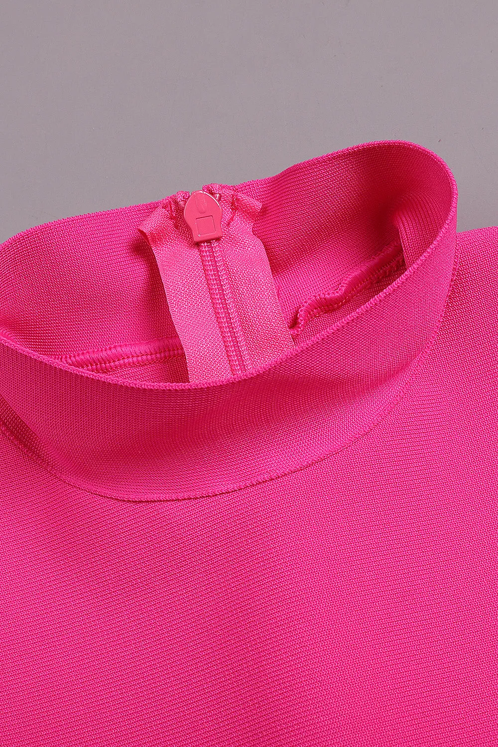 Long Sleeve Hollow Out Mini Bandage Dress In Pink