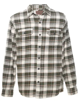 Long Sleeved Checked Brown & Off-White Flannel Shirt - M