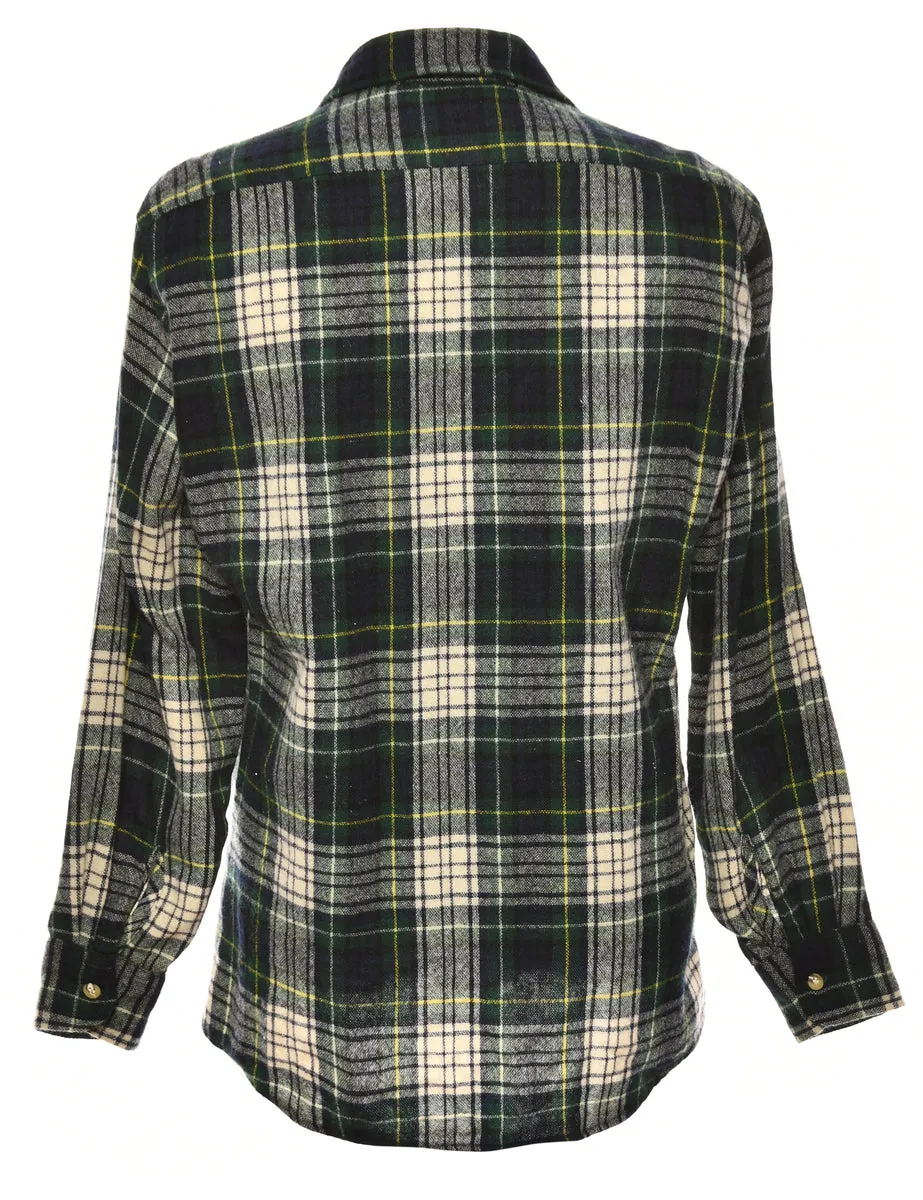 Long Sleeved Green Checked Shirt - M