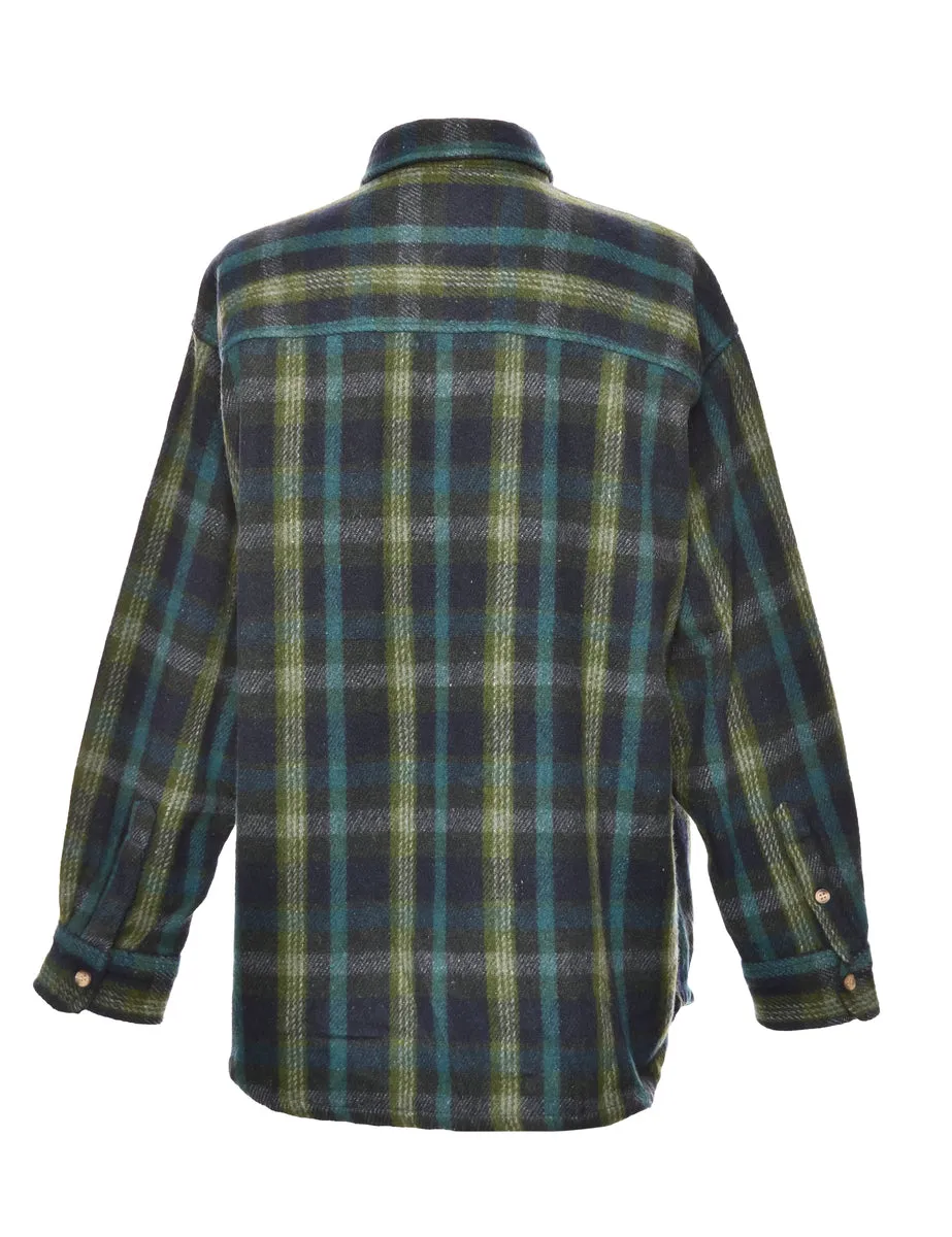 Long Sleeved Green Checked Shirt - XL