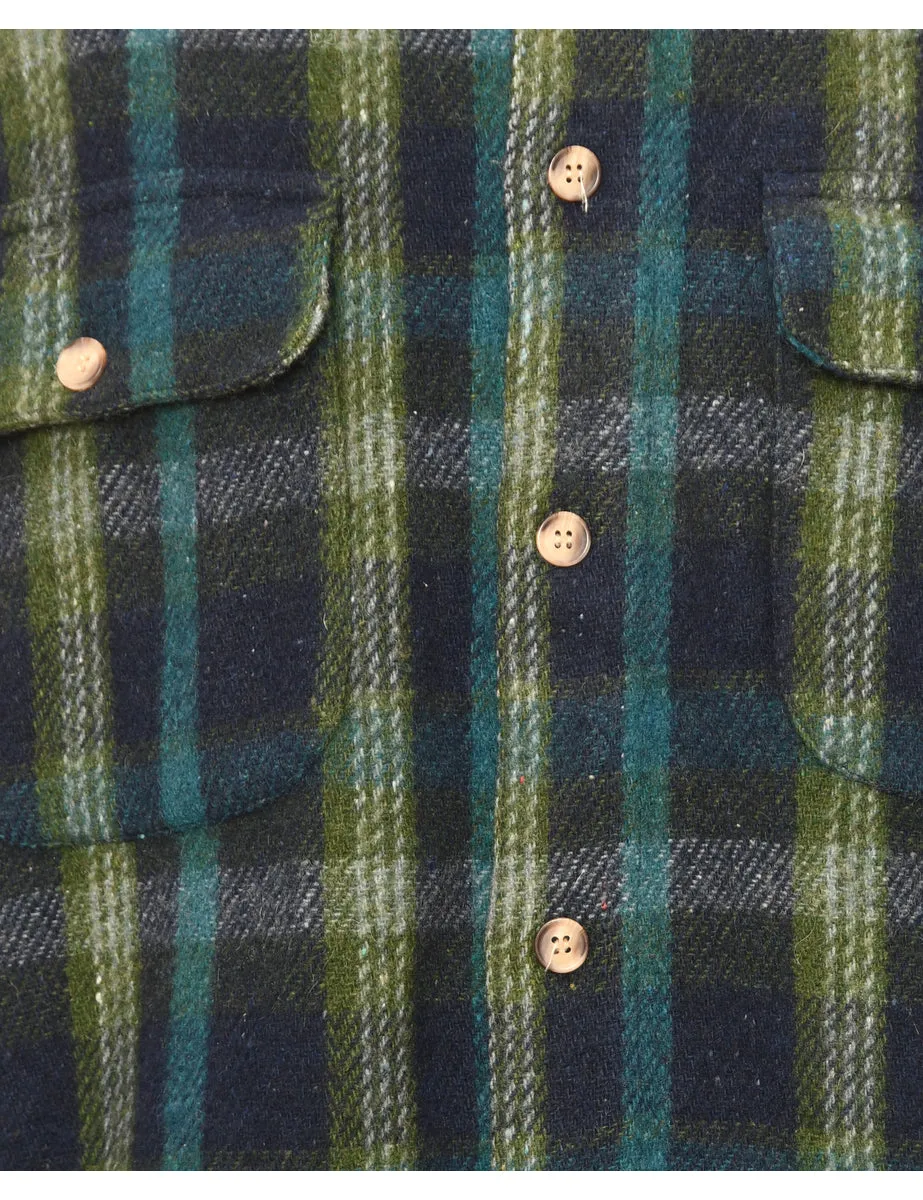 Long Sleeved Green Checked Shirt - XL