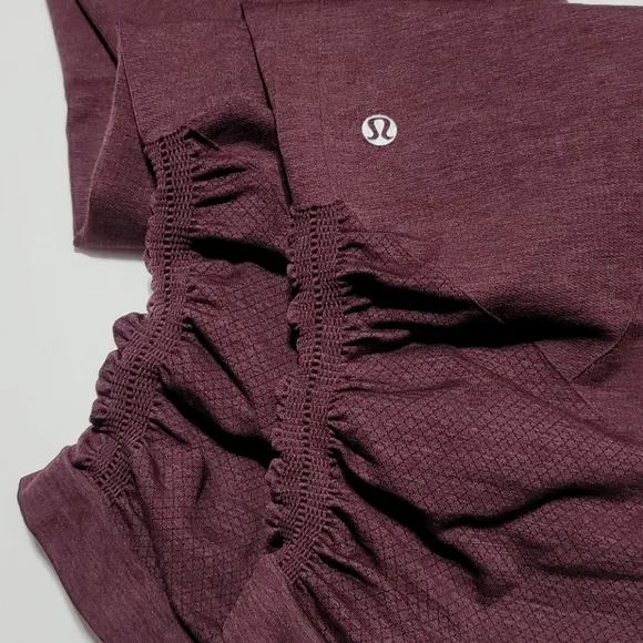 LULULEMON HIGH WAISTED CAPRI LEGGINGS CROPPED BURGUNDY ATHLEISURE ACTIVEWEAR 10