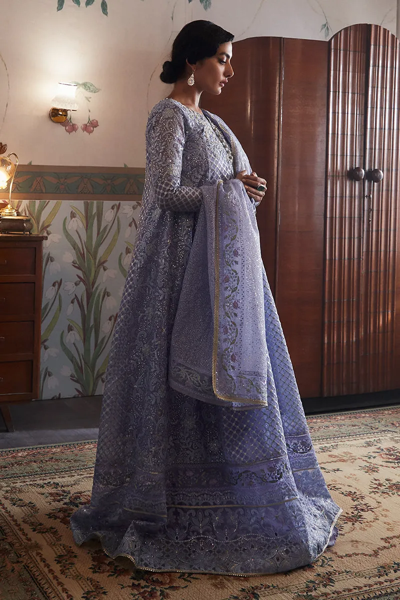 Luxury Lavender Embroidered Pakistani Wedding Dress in Pishwas Style