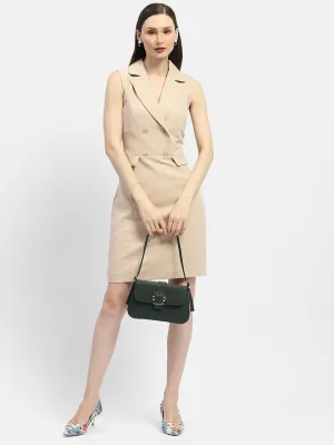 Madame Lapel Collar Beige Blazer Dress