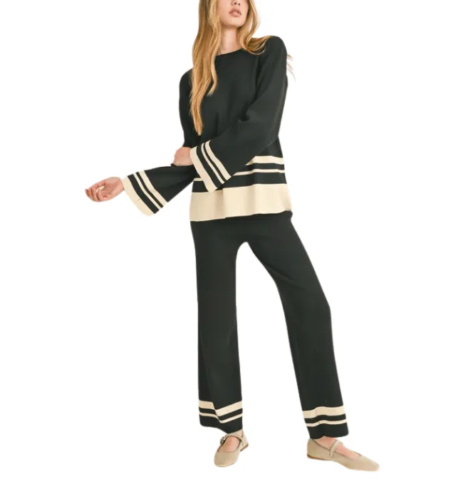 Maeve Border Striped Knit Pants