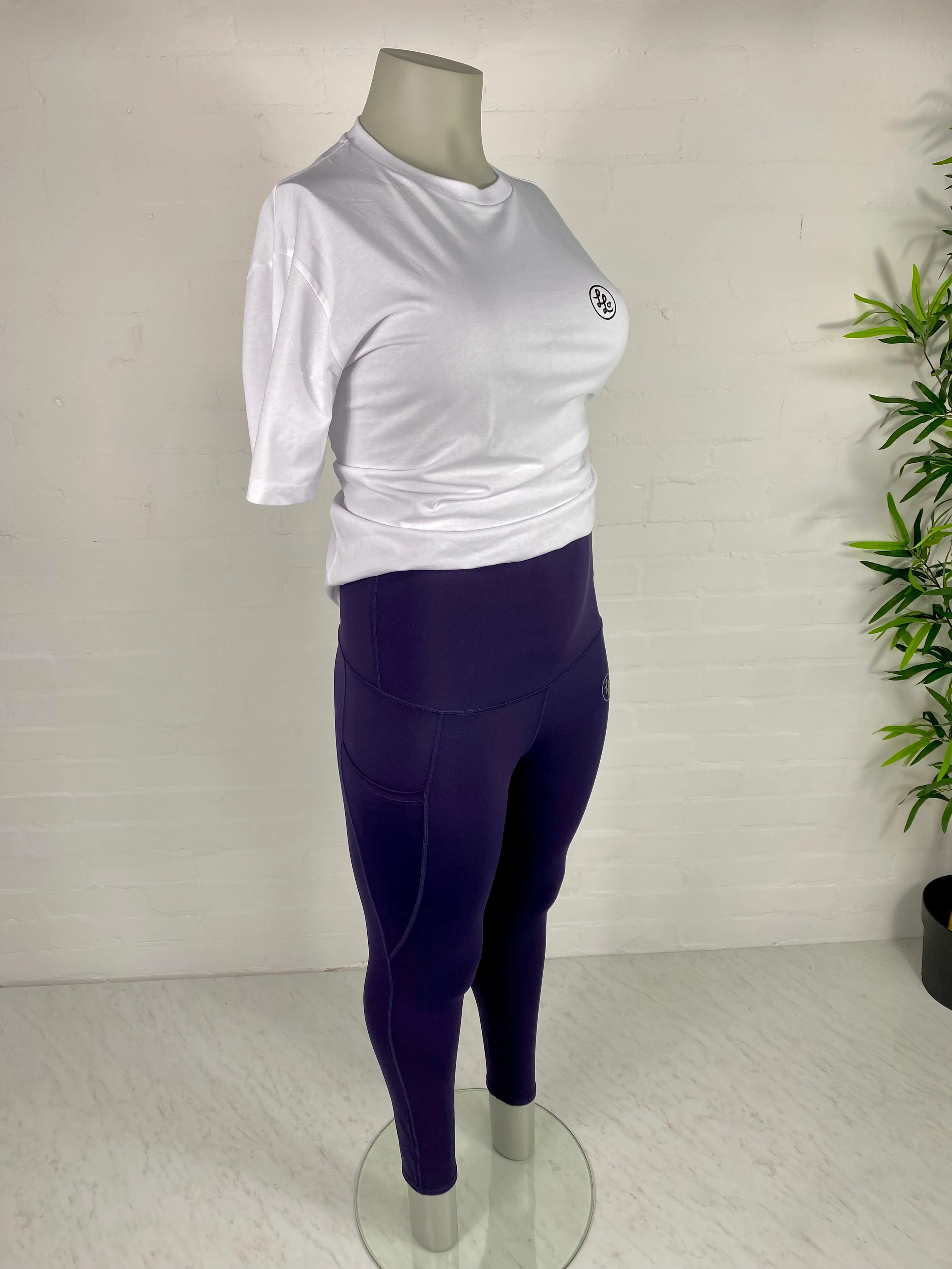 Magenta Blue Super Wide Waistband Side Pocket ACTIVE Leggings