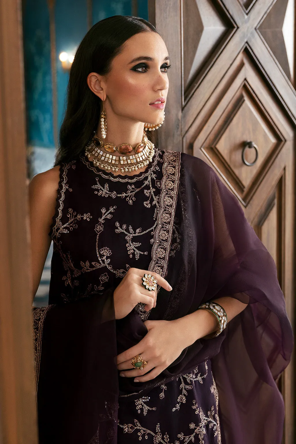 Magenta Heavily Embellished Salwar Kameez Pakistani Party Dress