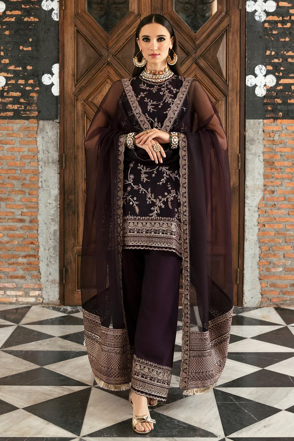 Magenta Heavily Embellished Salwar Kameez Pakistani Party Dress