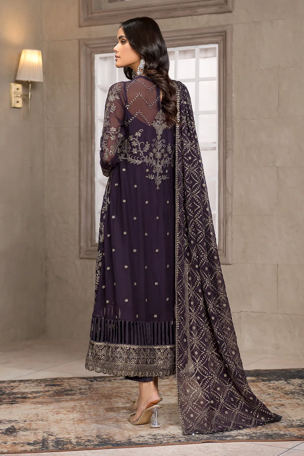 Maria B Embroidered Black Pakistani Kameez and Trouser Party Wear