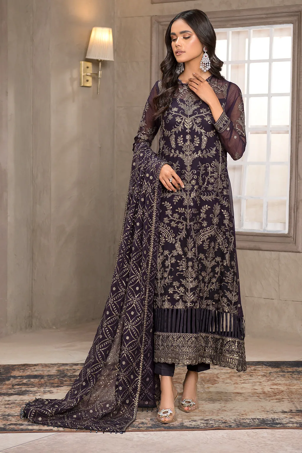 Maria B Embroidered Black Pakistani Kameez and Trouser Party Wear